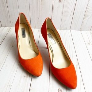 INC Orange Pointed Zitah Heel Pumps Size 10.5